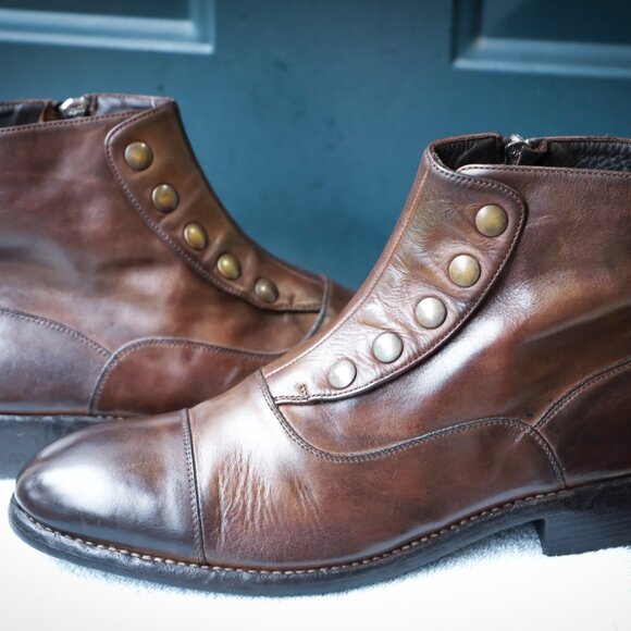 Calzoleria Harris for Barneys Vintage 8.5 Brown Burnished Italian Cap Toe Mens B - Picture 10 of 13